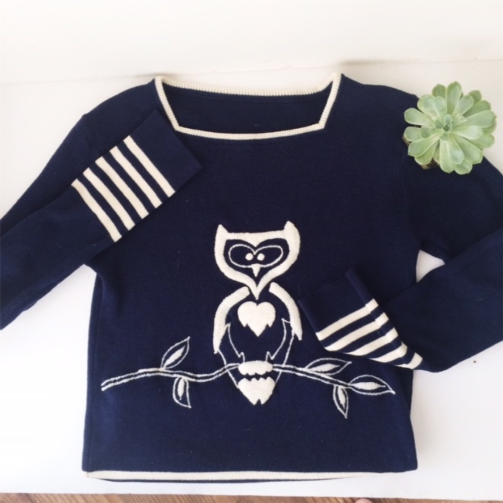 AMAZING VINTAGE RETRO 70'S OWL SWEATER